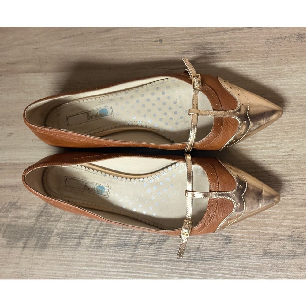 Boden Women’s Pointed-Toe Flats Brown Gold Metallic Size 40 EU / 9 US - Picture 6 of 9